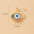Detailed view of evil eye charm pendant with cubic zirconia and size measurements - Gold Turkish Evil Eye Colorful Zircon Pendant (P)