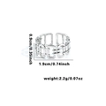 Silver vintage layered chain ring in stainless steel with 0.9cm width and 1.9cm diameter - Industrial Rectangular Chain Style (TYR0627)