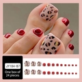 Glossy red and leopard print press-on toenails with 24-piece full set, model JY184-B7 - JY184-B7 Glitter Leopard