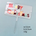Colorful Merry Christmas acrylic cake topper with reindeer pattern, 11cm width size - Clear Base Style C2