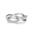 Elegante anello incrociato in argento sterling S925 con pavé di zirconi brillanti - US 7 / Argento Zirconia Trasparente