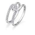 S925 sterling silver moissanite ring with double-layered wrap design in silver finish - Moissanite (R13687)