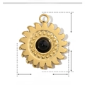 Detailed dimension guide for golden sun pendant with black natural stone and stainless steel - YE100-Sunflower Gold Base Black Stone