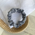 Elegant grey satin scrunchie with a soft silk-like texture for a ponytail hairstyle - 14# Dark Grey