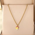 Golden necklace with colorful mushroom enamel pendant on a premium display box - Red Yellow White Mushroom Style (KN295254-Z)
