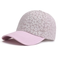 Women's pink baseball cap with floral pattern embroidery and structured brim design - Adjustable / Pink