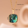 Collana placcata oro 18K con ciondolo quadrato in conchiglia di abalone iridescente - Conchiglia di Abulone Oro