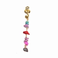 Gold spiral dreadlock ring with natural turquoise and multicolor stone pendant - Bright Color Short