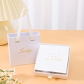 White square jewelry drawer box and gift bag with gold Jewelry logo and silk handle - White - Thick With Text / 10*10*3.5CM / White