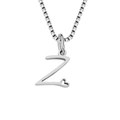 Collier délicat en acier inoxydable argenté avec pendentif lettre Z et petit cœur mignon - Style Lettre Z / Couleur Acier