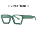 Fashionable forest green square thick frame anti-blue light glasses for men and women - Green Frame