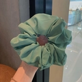Bean green oversized chiffon scrunchie with soft matte finish and layered pleats - Macaron Green