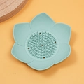 Lotus shaped silicone soap dish in light blue with drainage holes for bathroom - Light Green