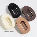 Flat oval cutout hair claw clip set in glossy white, matte black, brown, and pink - Glossy White/Matte Coffee/Matte Light Coffee/Matte Black