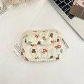 Macro view of floral quilted card holder with bear patterns and snap button pocket - Flower Bear