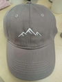 Grey cotton baseball cap featuring white mountain range embroidery in twill fabric - Adjustable Free Size / Light Gray