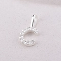 925 sterling silver necklace featuring a minimalist letter C pendant with sparkling stones - Letter C / Silver