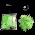Set of 100 glow-in-the-dark stars with 3cm size measurement and packaging details - Thin Version/100 Pieces Pack / 3cm/Glow / Green