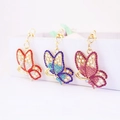 Cute butterfly keychains with rhinestones and pearls in red, blue, and pink colors - Individual Packaging / Random Color