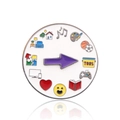 Rainbow mood pin badge with toys icon and purple arrow for social battery management - Hobbies Brooch / Daily Status - B