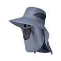 Grey outdoor sun protection hat with wide brim, neck flap and face cover - Light Gray