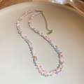 Handmade colorful bead woven necklace with gold accents on a white tray - Multicolor (7#)