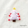 White wool felt Christmas tree hanging ornament with red stars and pom-poms, 10cm height - Star White Christmas Tree