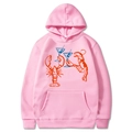 Rosa Kapuzenpullover mit kreativem Hummer-Martini-Aufdruck und Kängurutasche für Damen - S / Rosa