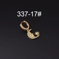 Gold-plated moon and sun pendant earring with micro-pave zirconia on black card - Sun Moon Face Style (337-17#)