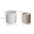 Cylindrical silicone mold for scented candles and finished beige wax jar with dimensions - Round Pen Holder