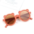 Toddler round bear-ear sunglasses in matte brick red with brown UV400 lenses - Matte Bear - Orange Red