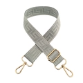 Adjustable grey Greek key pattern bag strap with gold metal buckles for cross-body bags - Gold Buckle / Gray