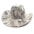 Dettaglio cappello da cowboy con motivo marmorizzato bianco e nero e trama a coste - M(56-58cm) / Grigio