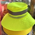 Close-up of high visibility yellow reflective sun hat with breathable mesh - Fluorescent Green