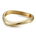 Minimalist double-layered gold bangle featuring asymmetrical irregular wave design - Gold Irregular Wave (SZYS-026HJ-JS)