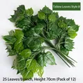 Artificial Tallow Leaves set of 12 pieces with 25 leaves each for home decor - Glue-coated Chinese Tallow Leaf