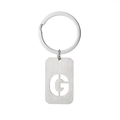 Silver hollow letter G pendant keychain with brushed metal tag for bags and cars - Letter G
