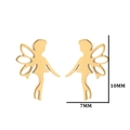 Golden Tinker Bell silhouette butterfly fairy earrings in 10mm height for women - Fairy / Gold