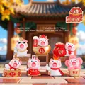 Set of 7 white Maneki Neko cat figurines with lucky scrolls and golden ingots - A136 Wow! I'm Rich! 6 Sets! / Full Box Set