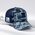 Blue digital camouflage tactical baseball cap with American flag patch and mesh back - M / Blue Digital Camo / Blue Flag