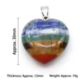 30mm heart-shaped chakra stone pendant with seven natural crystal layers and silver bail - 30mm Heart Pendant