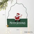 Green metal Merry Christmas sign with 3D Santa Claus and golden star for door decor - Santa Plaque / Green