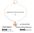 Gold stainless steel necklace with white natural stone flower pendant and dimensions - Flower Necklace Style (JDN2408031)