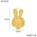 Golden rabbit ear skull pendant in stainless steel with 1.6cm by 1.0cm dimensions - Gold Rabbit Ear Skull / 1.6cmx1.0cm