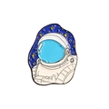 Broche de esmalte de astronauta con un cosmonauta sobre fondo de cielo azul estrellado - Retrato de Astronauta
