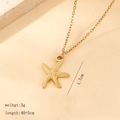 Golden starfish pendant necklace in polished stainless steel with textured surface finish - Starfish Necklace (1 Pcs)