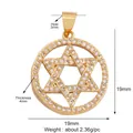 Gold star of David charm pendant with sparkling white gemstones for necklaces - Gold/Inlaid Hexagram