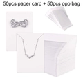 Detailed set of 50 blank earring necklace display cards with 50 clear OPP bags for packaging - 6x9cm White Card Set (50Pcs)