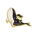Exquisite gold-plated enamel whale pin with starlight pattern and small figure on white background - Starry Sky Girl Whale (FLXZ014)
