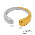 Anello aperto minimalista bicolore in acciaio inossidabile placcato oro 18K con misure - Oro e Argento
